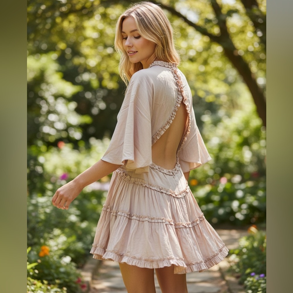 Mustard Seed whimsical romantic Blush Pink Dress - Picture 2 of 10